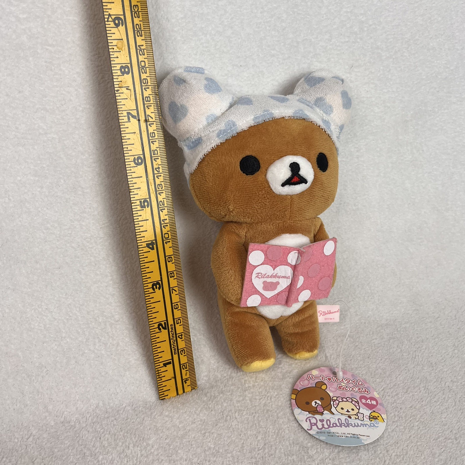 2012 San-X Rilakkuma Heart Bath Time Stuffed Bear Plush Reading Book w/ TAG