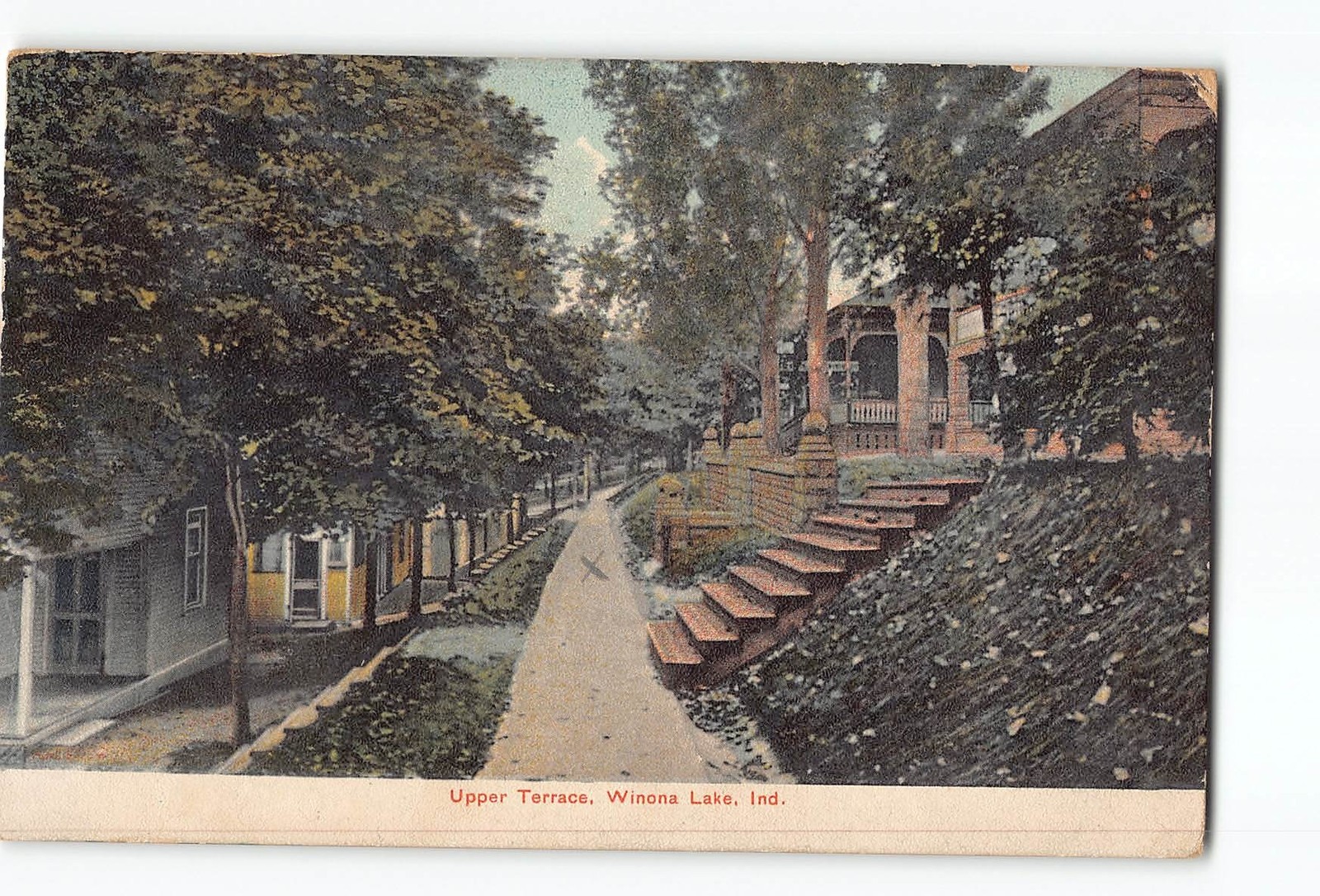 Winona Lake Indiana IN Postcard 1911 Upper Terrace
