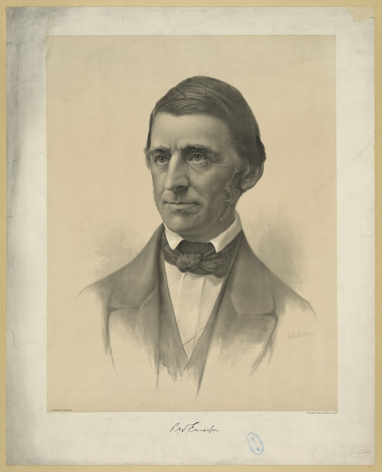 Ralph Waldo Emerson Vintage 1870s Portrait Photo Reprint Wall Art