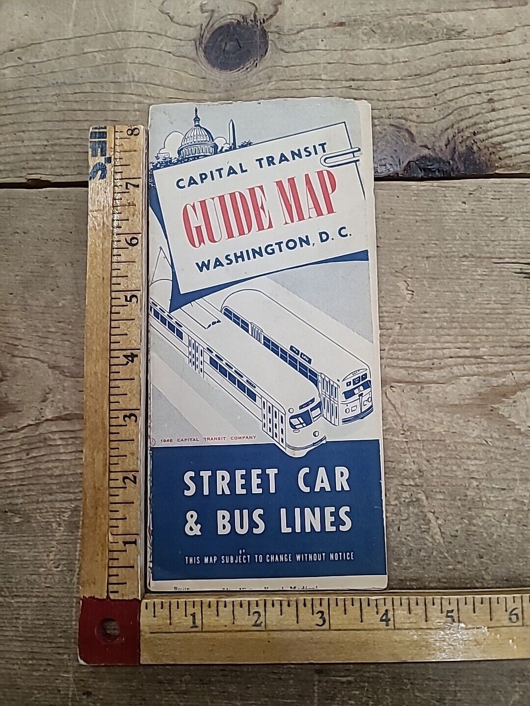 Vintage 1948 Paper Capital Transit Guide Map Washington DC Street Car Bus Lines