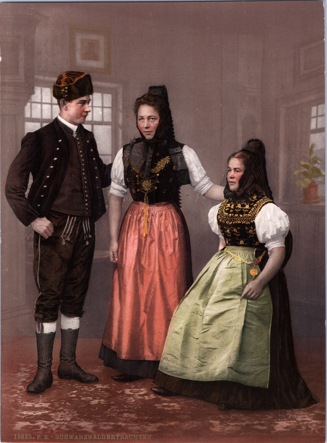 Germany, Black Forest. Costumes. vintage print photochromie, vintage photoc
