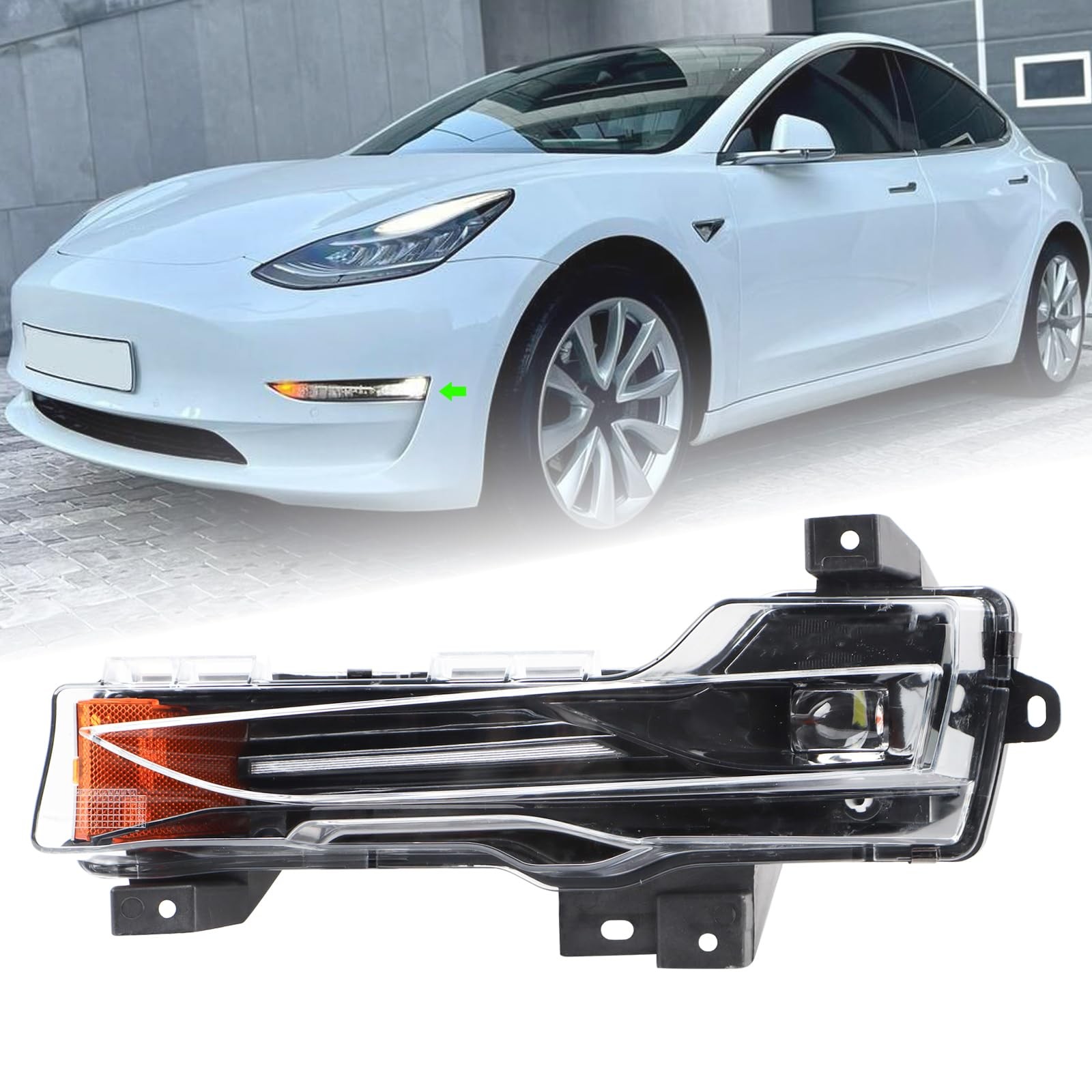 LED DRL Fog Light Assembly for 2017-2024 Tesla Model 3 & Model Y Left Side