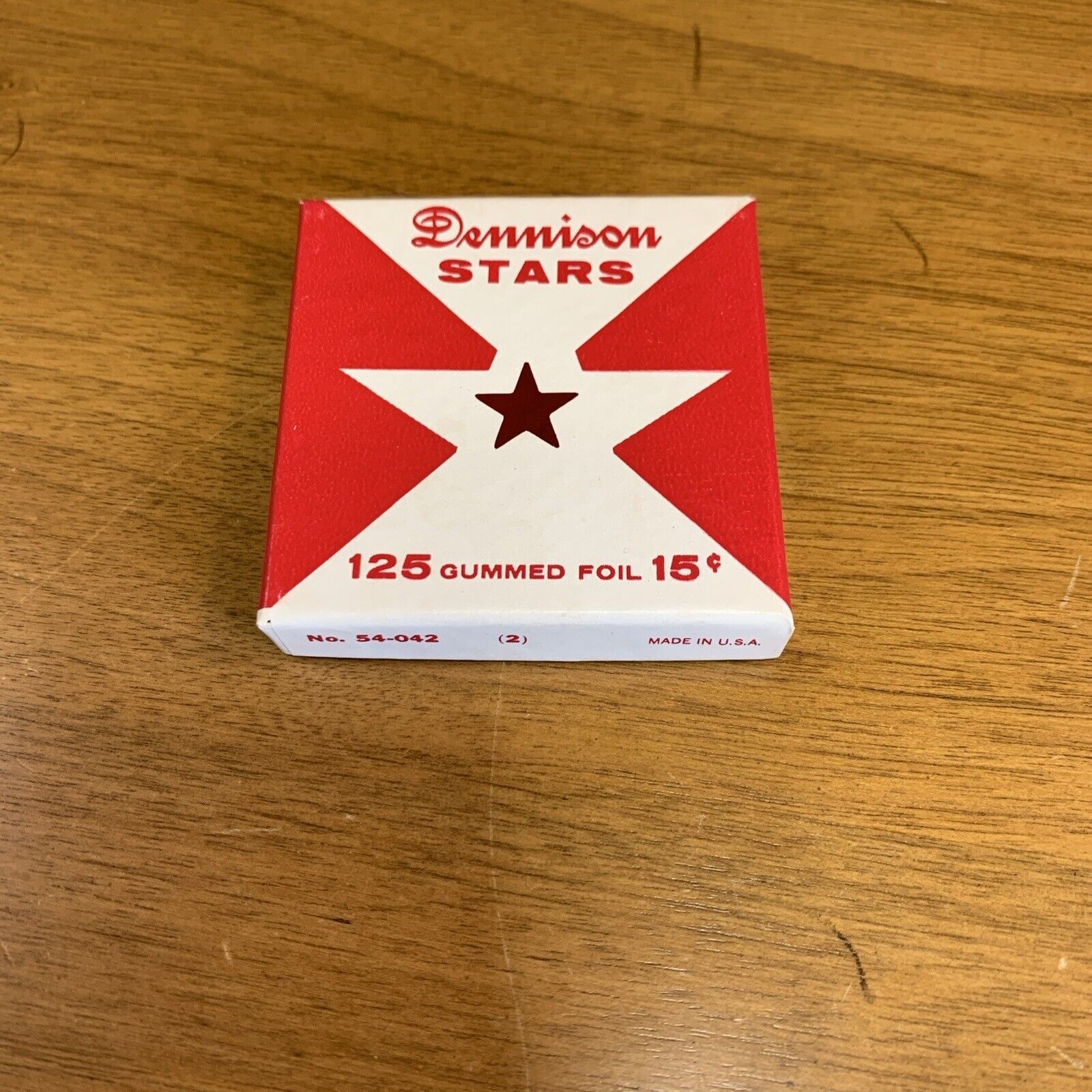 Vintage Dennison Gummed Red Foil Stars Partial Box Vintage 54-042