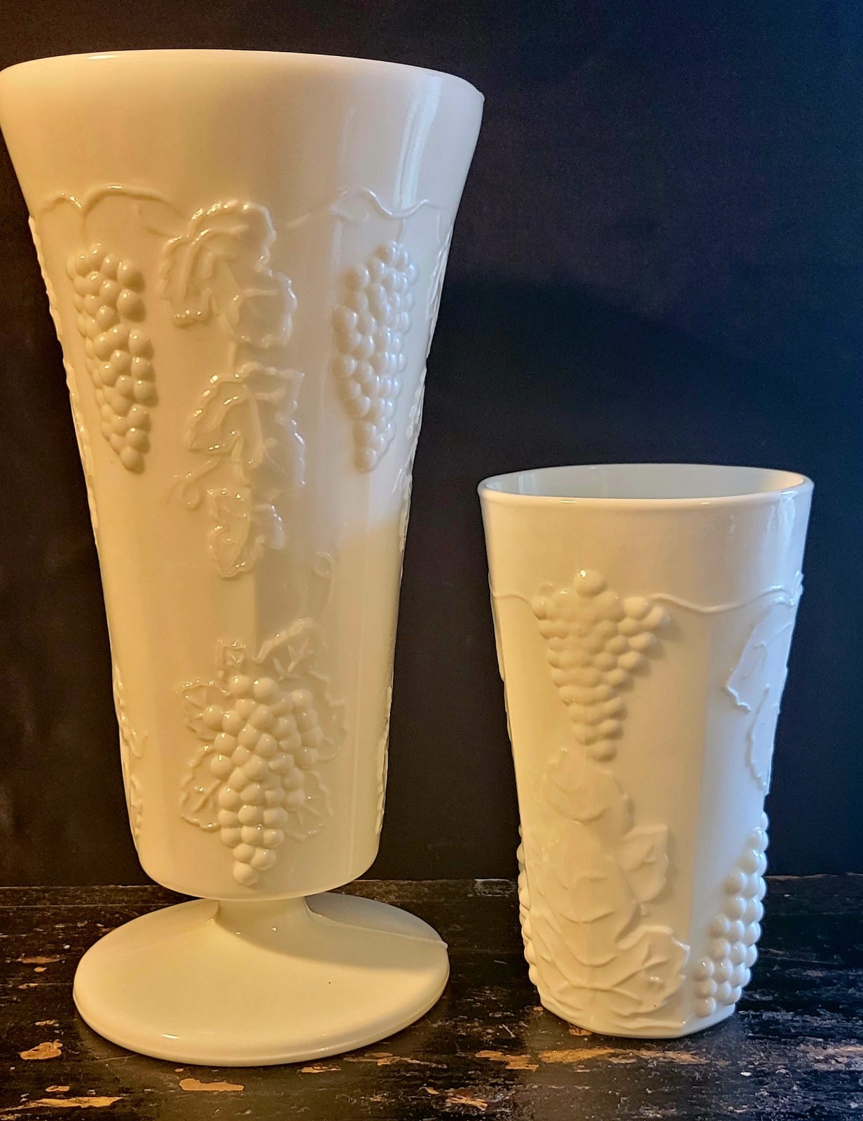 Vintage Retro Colony Harvest Pure White Milk Glass Footed Vase 10