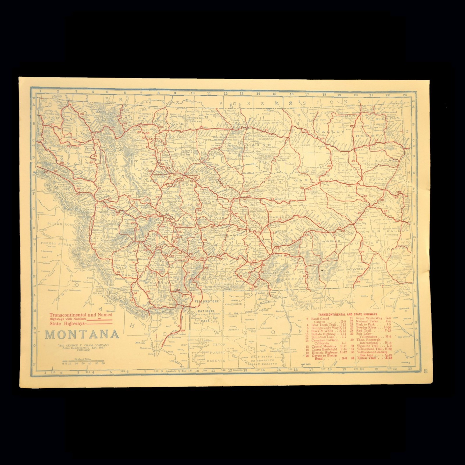 Vintage MONTANA Map Auto Trails Highway Old Original Flathead Lake Antique Road Vintage MONTANA Map Auto Trails Highway Old Original Flathead Lake Antique Road