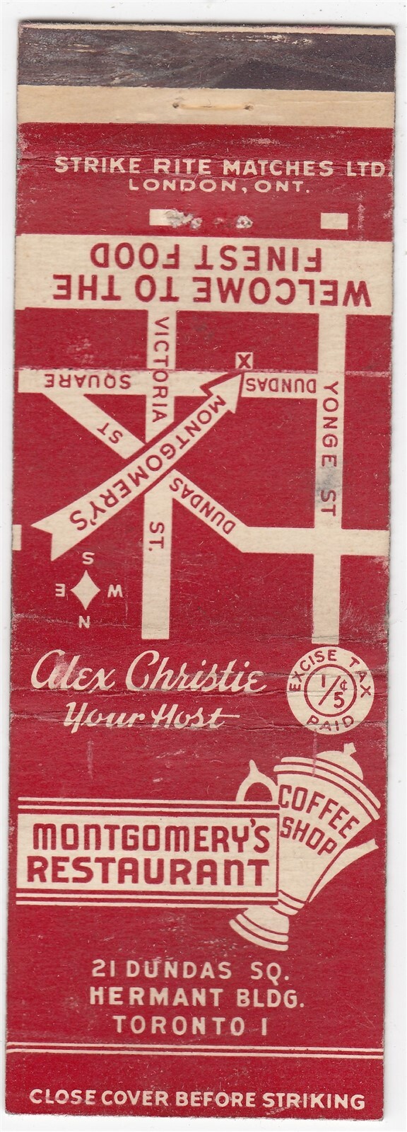 Canada Revenue 1/5¢ Excise Tax Matchbook \