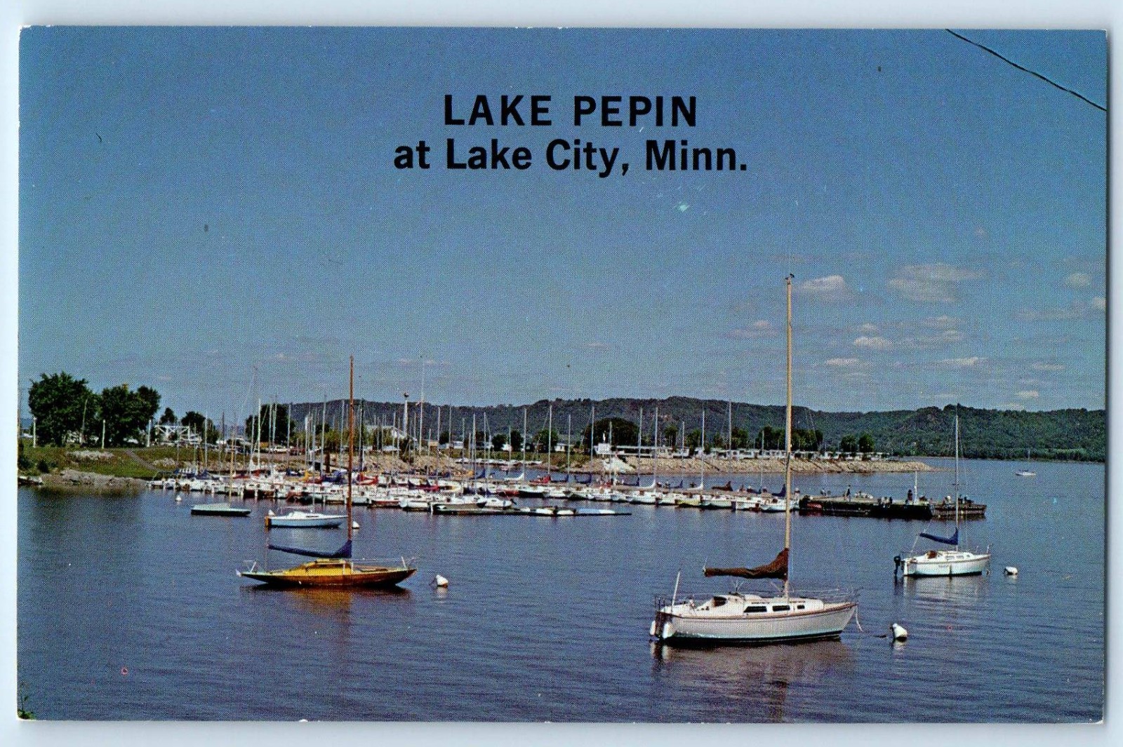 1960 Lake City Minnesota MN Vintage Postcard Pepin Yachts Boats Moor Dock Port