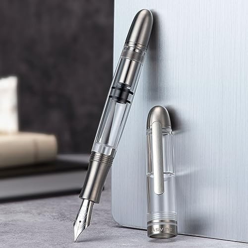 Asvine P36 Titanium Fountain Pen Clear Transparent Piston Filling Bock Broad Asvine P36 Titanium Fountain Pen Clear Transparent Piston Filling Bock Broad