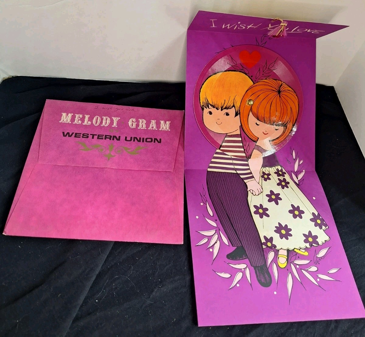 Vtg CHUCK GRUEN Hanging Fold Out GREETING CARD Anniversary 60s \