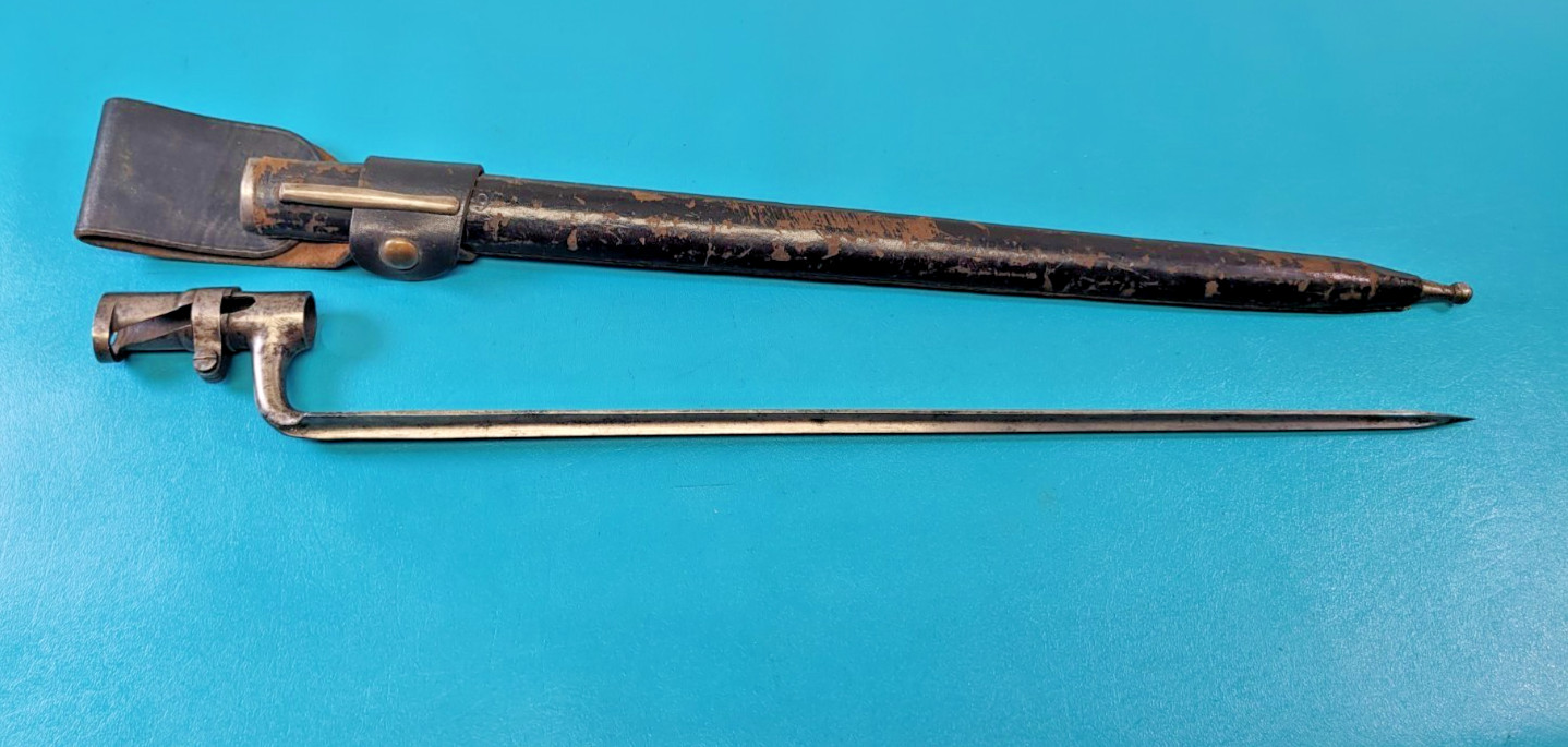 Rare Austrian Model 1854 Lorenz Musket Socket Bayonet + Scabbard & Frog TR1701 Rare Austrian Model 1854 Lorenz Musket Socket Bayonet + Scabbard & Frog TR1701