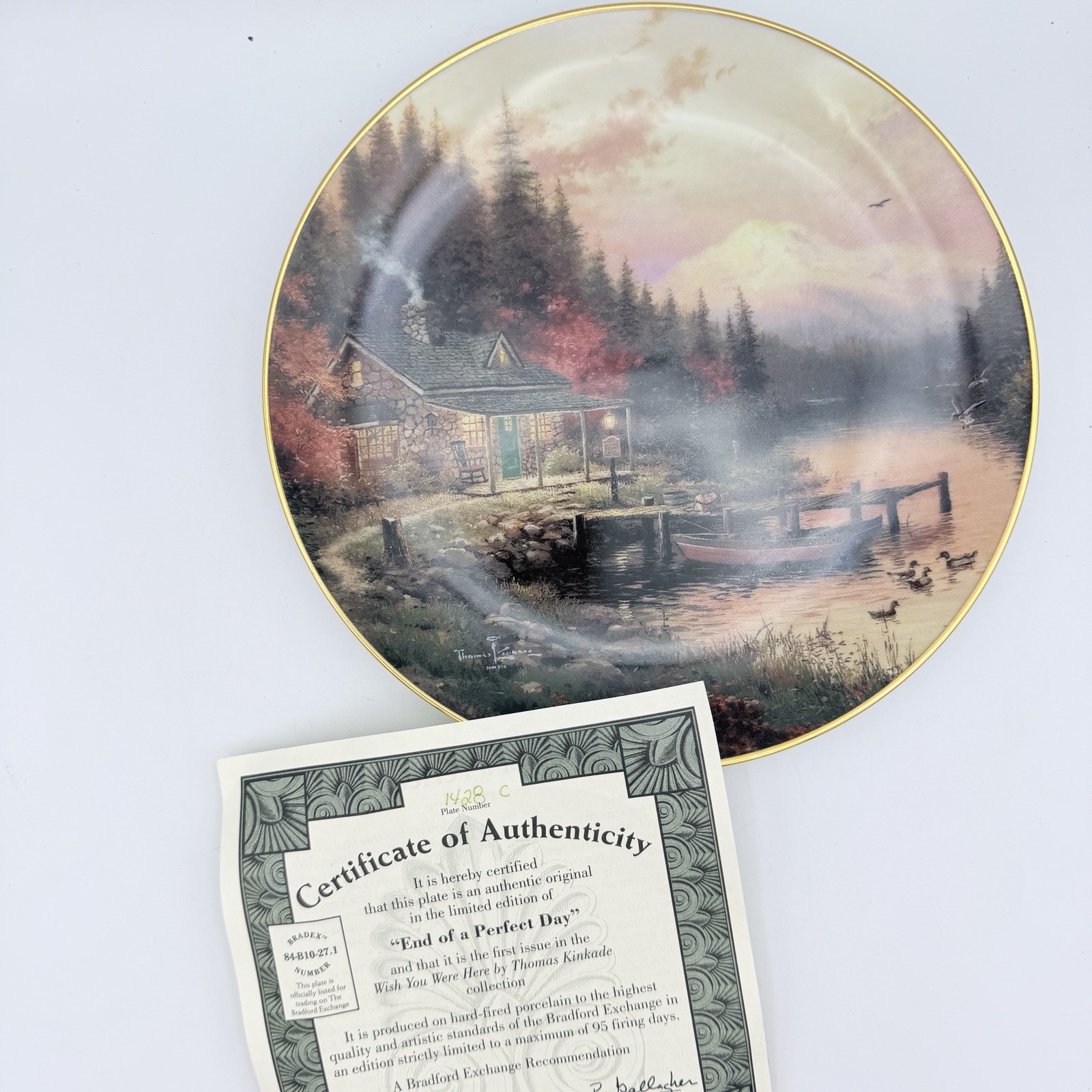 Simpler Times OCTOBER Calendar Plate End Of a Perfect Day Thomas Kinkade COA