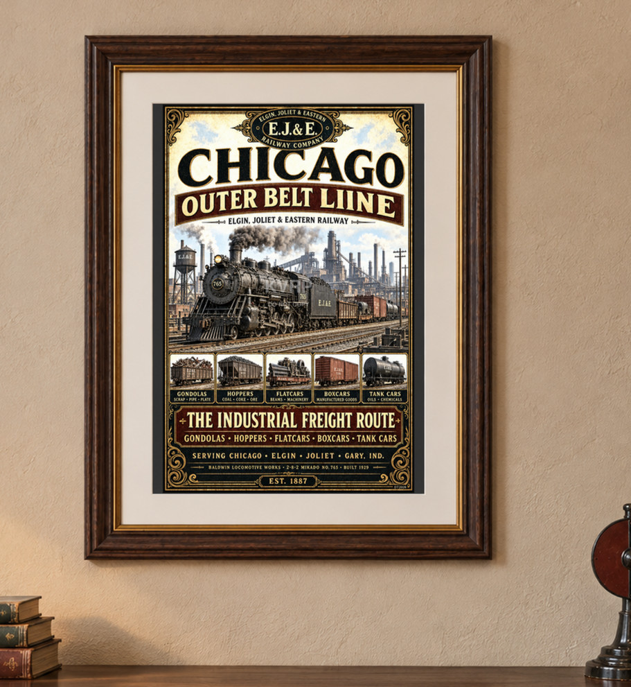 Elgin Joliet & Eastern EJ&E Chicago Outer Belt Railroad Poster13 x 19\