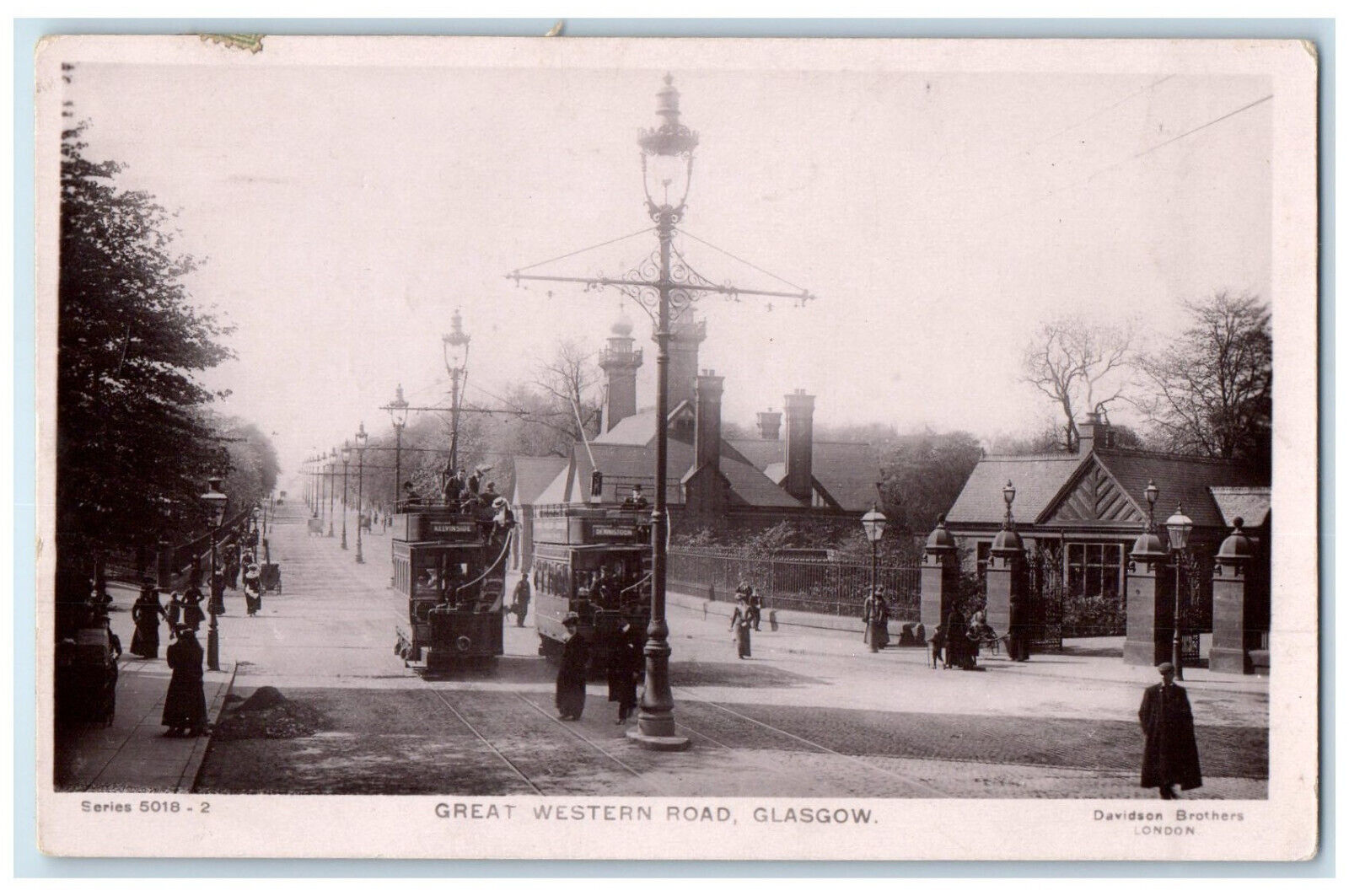 c1940\'s Great Western Road Glasgow Scotland Trolley Car RPPC Photo Postcard