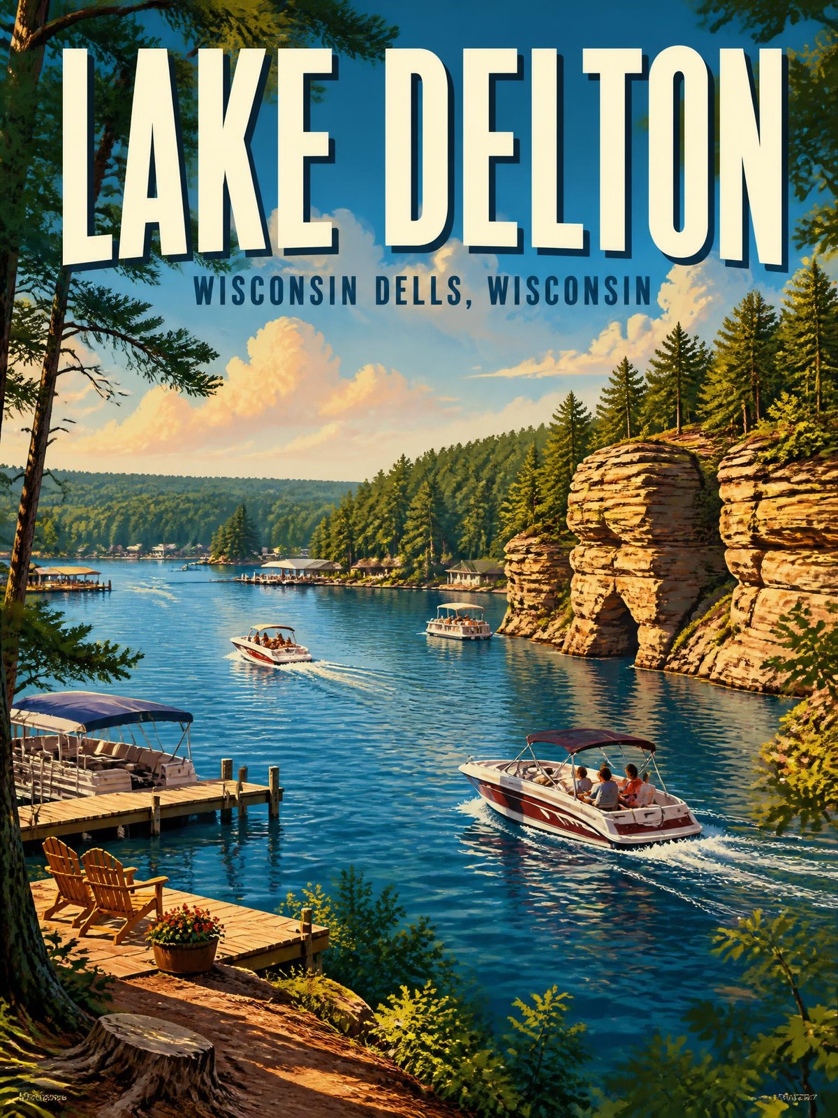 Wisconsin Dells Lake Delton Poster Wall Art Print Ultra-HD