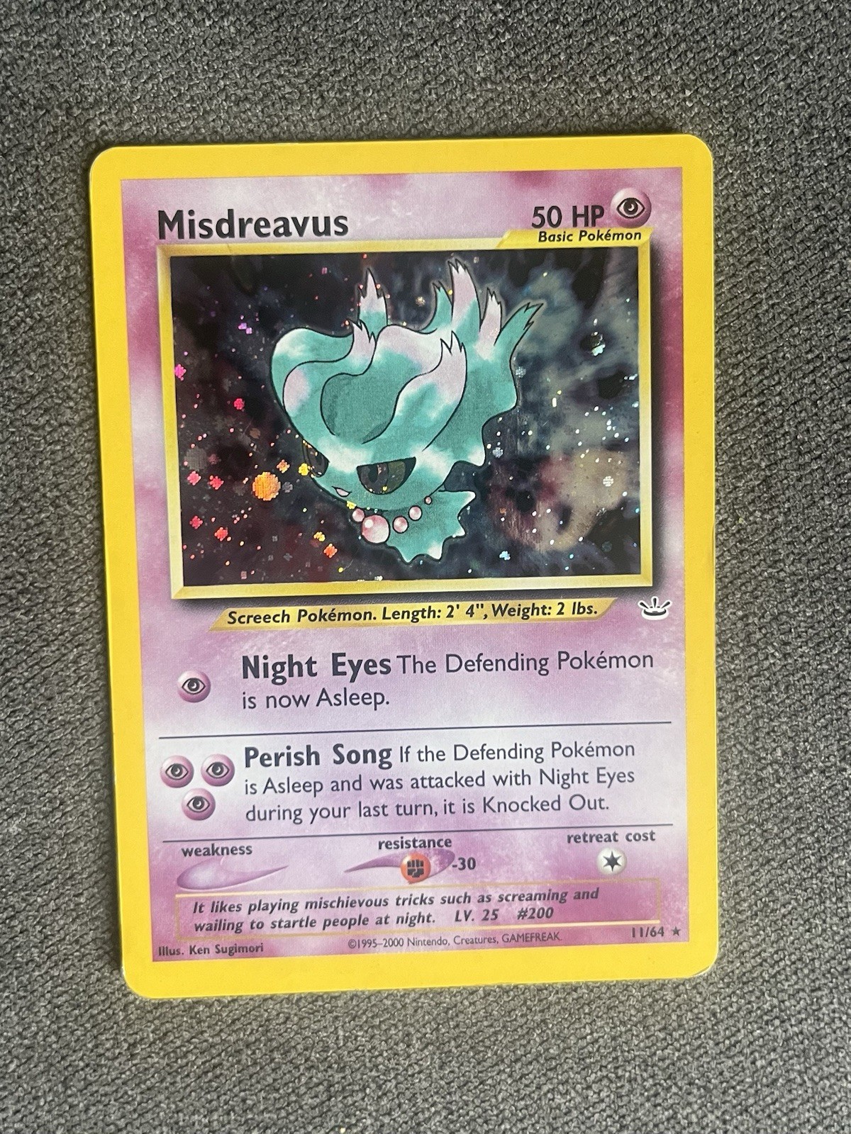 Pokémon TCG Misdreavus Neo Revelation Holo 11/64 Unlimited - Double Holo Error