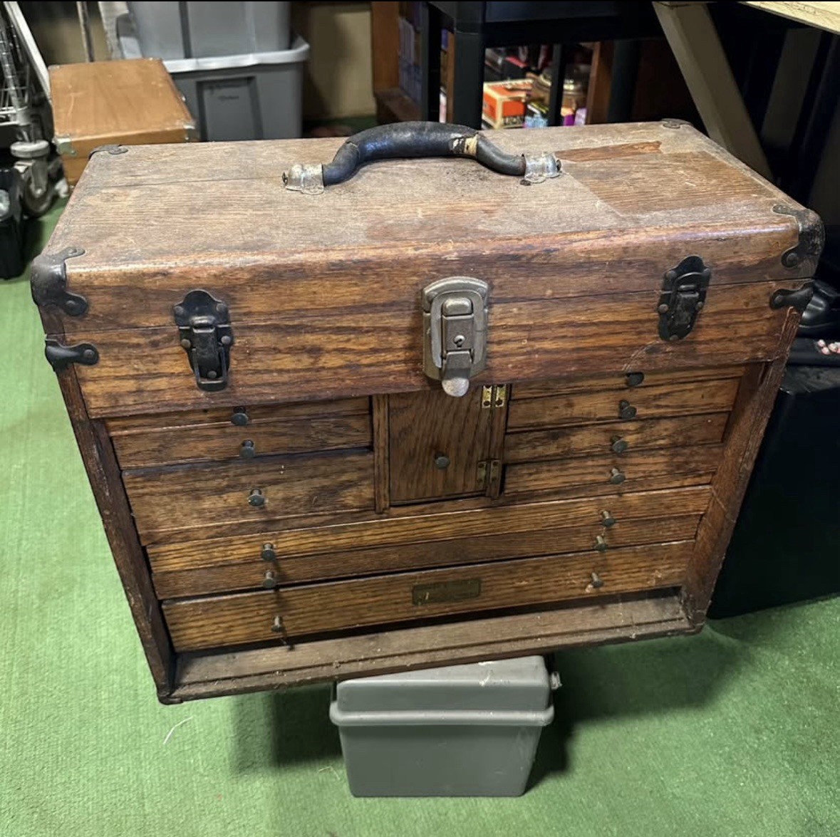 VTG WWII Era George Scherr Co. 11-Drawer Oak Machinist Tool Chest