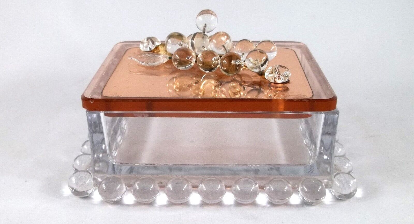Vintage Imperial Candlewick Cigarette / Trinket Box, Copper Tone Mirrored Lid