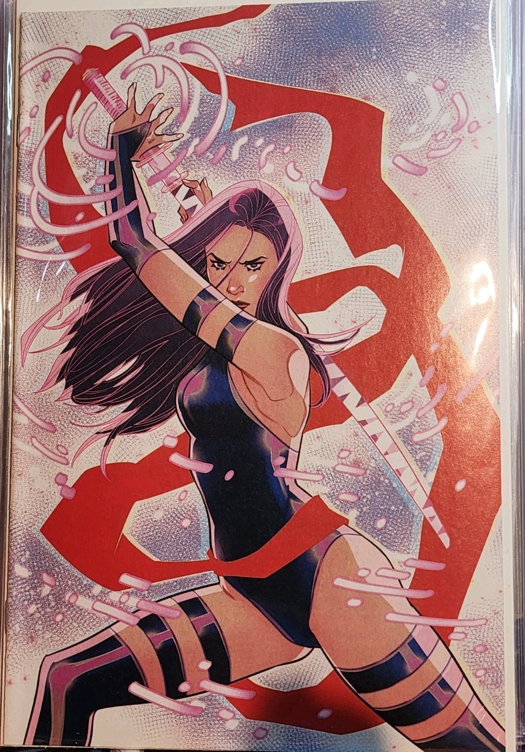 PSYLOCKE 4 1:100 VIRGIN MARGUERITE SAUVAGE NM-M+ RARE HTF RATIO VARIANT PSYLOCKE 4 1:100 VIRGIN MARGUERITE SAUVAGE NM-M+ RARE HTF RATIO VARIANT