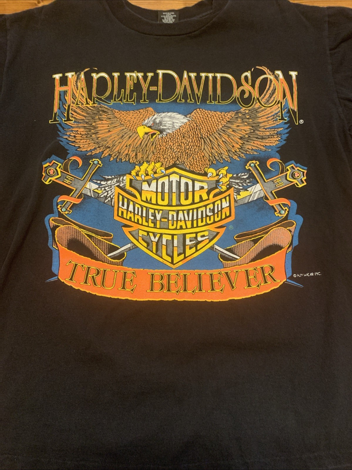 Vtg 1990s  HARLEY DAVIDSON Motors Fun Wear *DOUBLE SIDED* shirt True Believer L