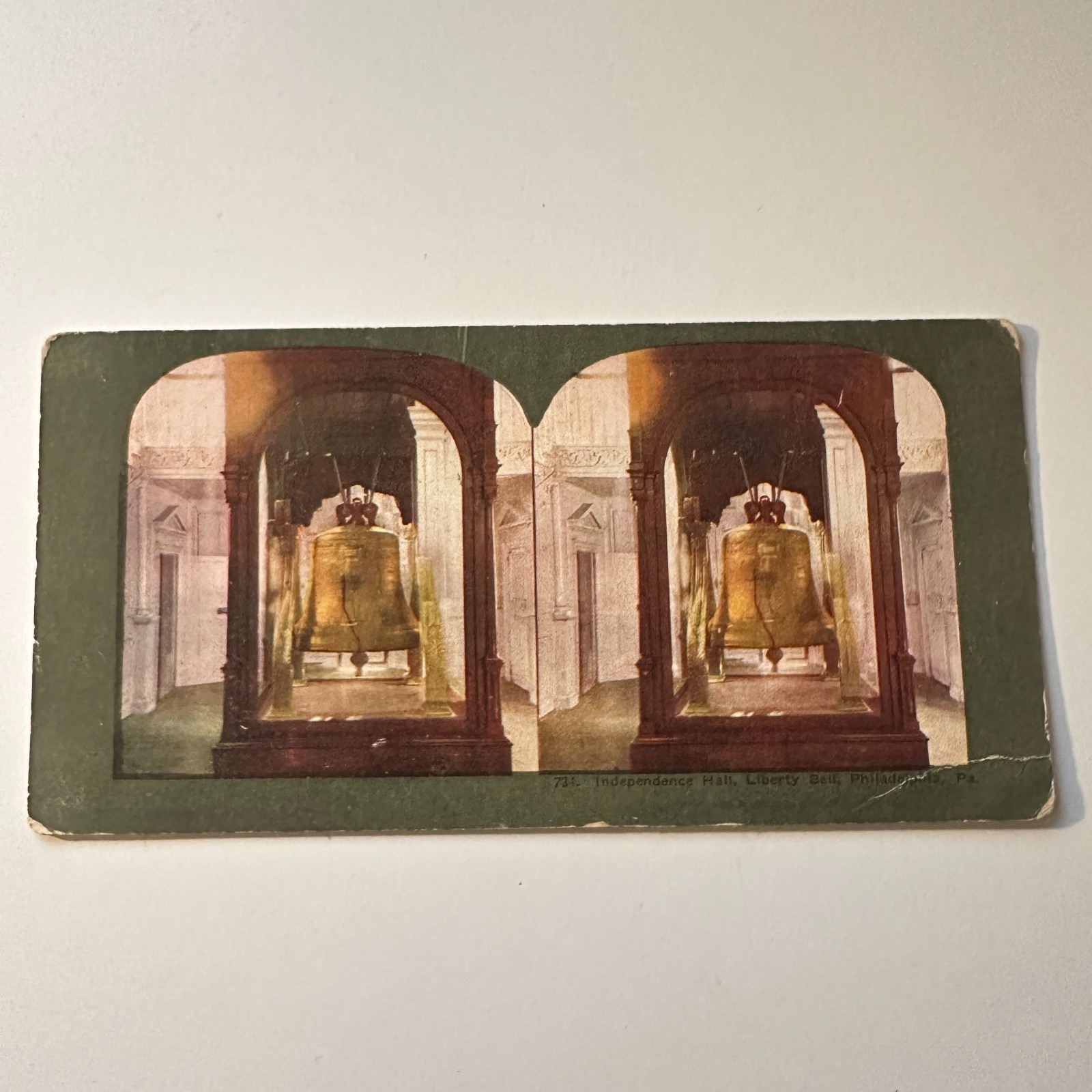 Independence Hall Liberty Bell Philadelphia PA Antique Stereoview Card 5H6-4