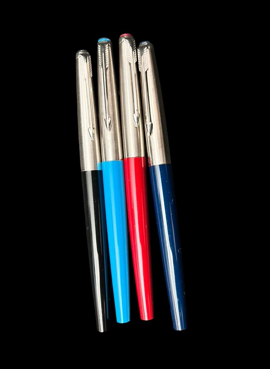 4pc Lot VTG 1980s UE Parker Pen Blue Black Red No Ink Made In USA