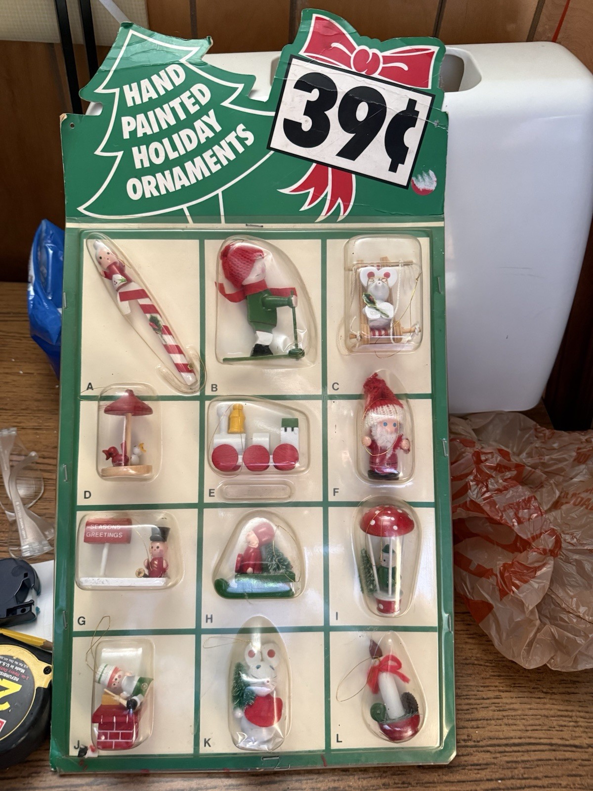 Vtg RARE 1950s-60s Cardboard 39cents Holiday Ornaments Dealer Store Display Vtg RARE 1950s-60s Cardboard 39cents Holiday Ornaments Dealer Store Display