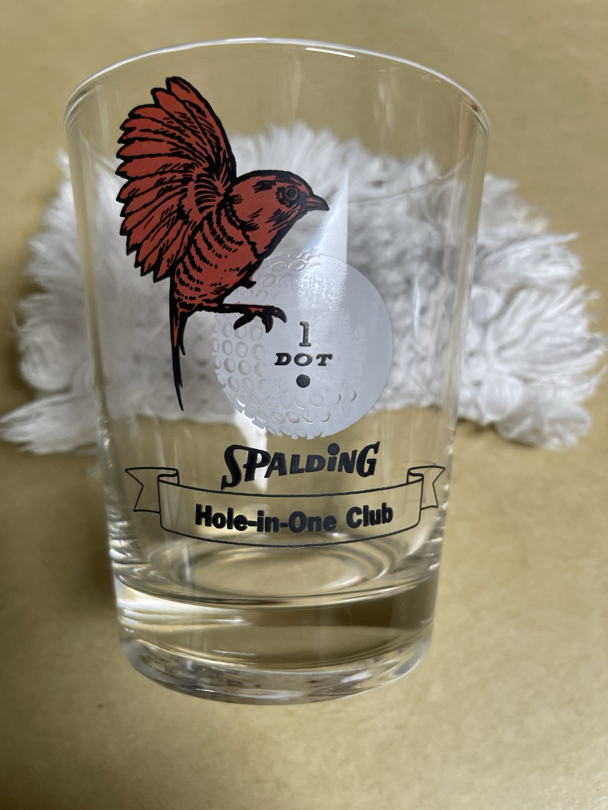 Glassware Set 1 Dot Spalding Hole-in-one Club. 8 Piece Vintage Glass Tumblers