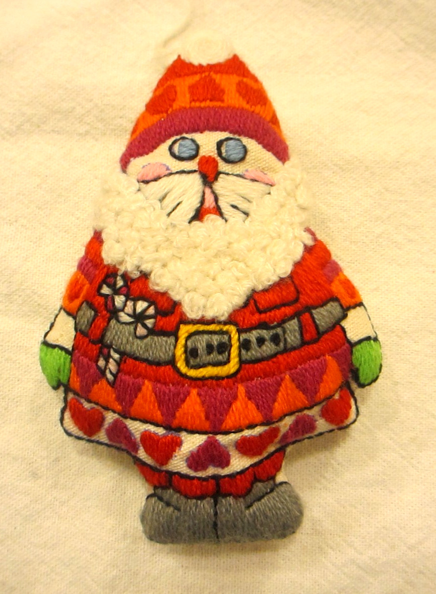 1983 Enesco Cloth Santa Clause Embroidered Ornament