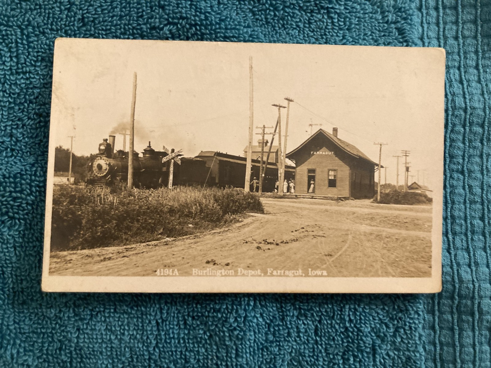 RPPC Farragut Iowa Burlington RR Depot Posted 1911 Esther Coleman Ausley NE