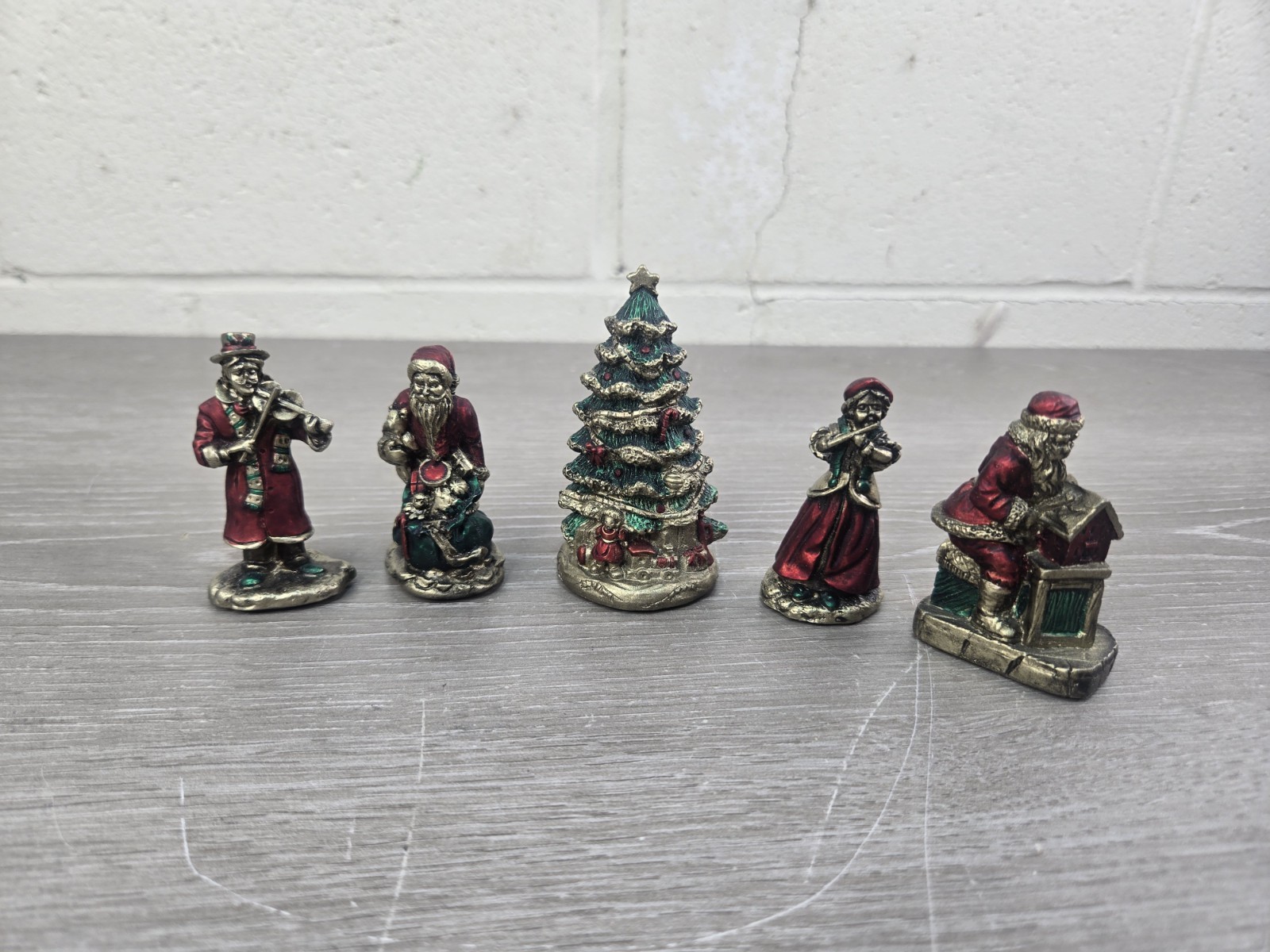 Russ Berrie Yuletide Heirloom Christmas Tree Santa Bag of Toys Set of 5 Vintage