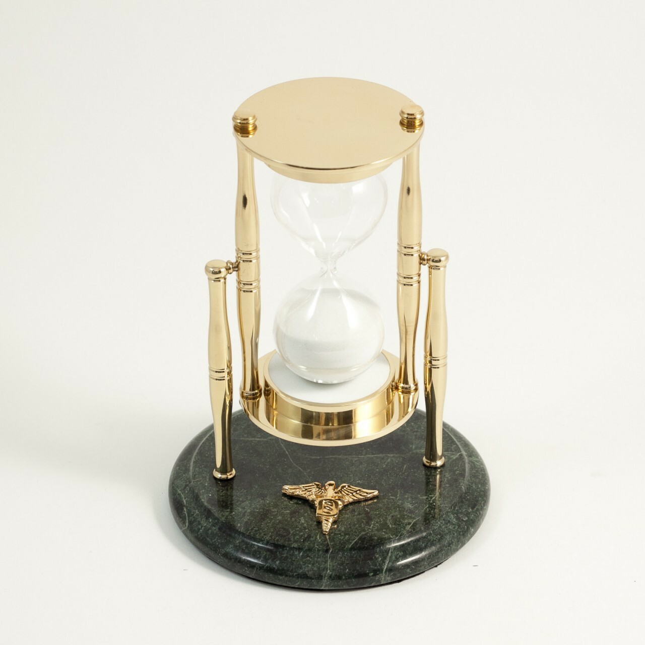 Bey-Berk D824D Dental Green Marble 30 Minute Sand Timer with Brass Accents