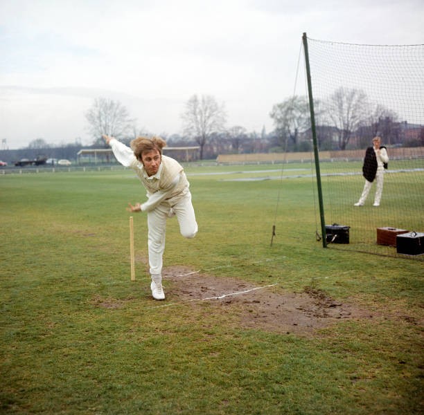 Essex cricketer John Lever at bowling practice in Chelmsford 1969 Old Photo