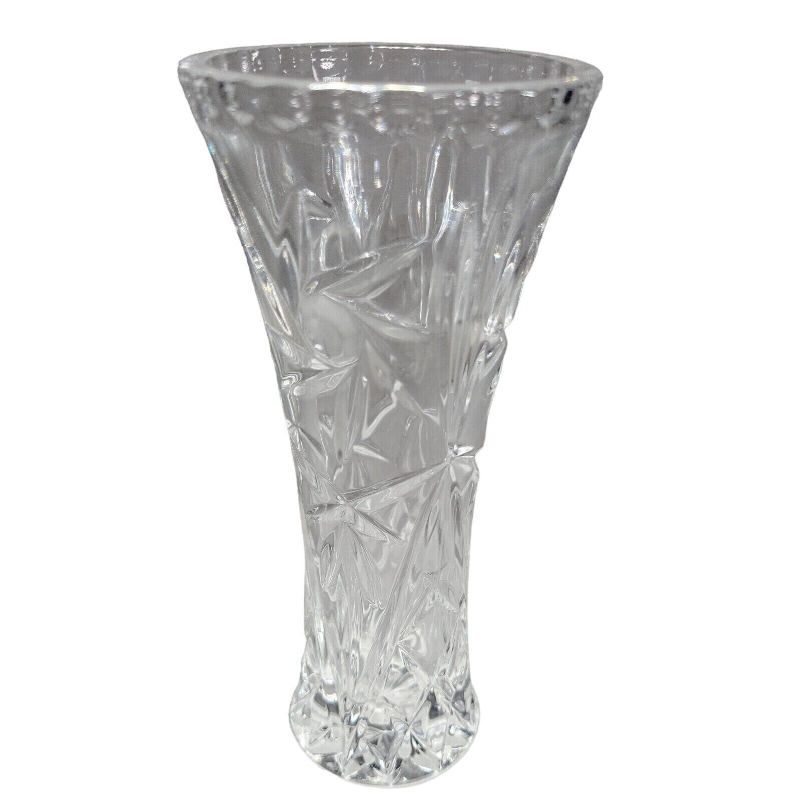 Lenox Fine Crystal Cut Glass Small Bud Vase Star & Fan Pinwheel 6\
