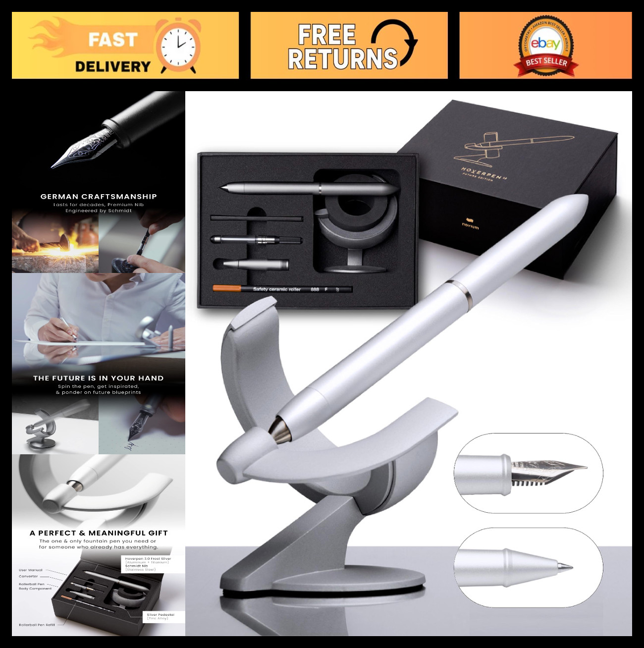 Luxury Fountain & Rollerball Pen Set - All-In-One Gift Box, Stylish Writing Tool