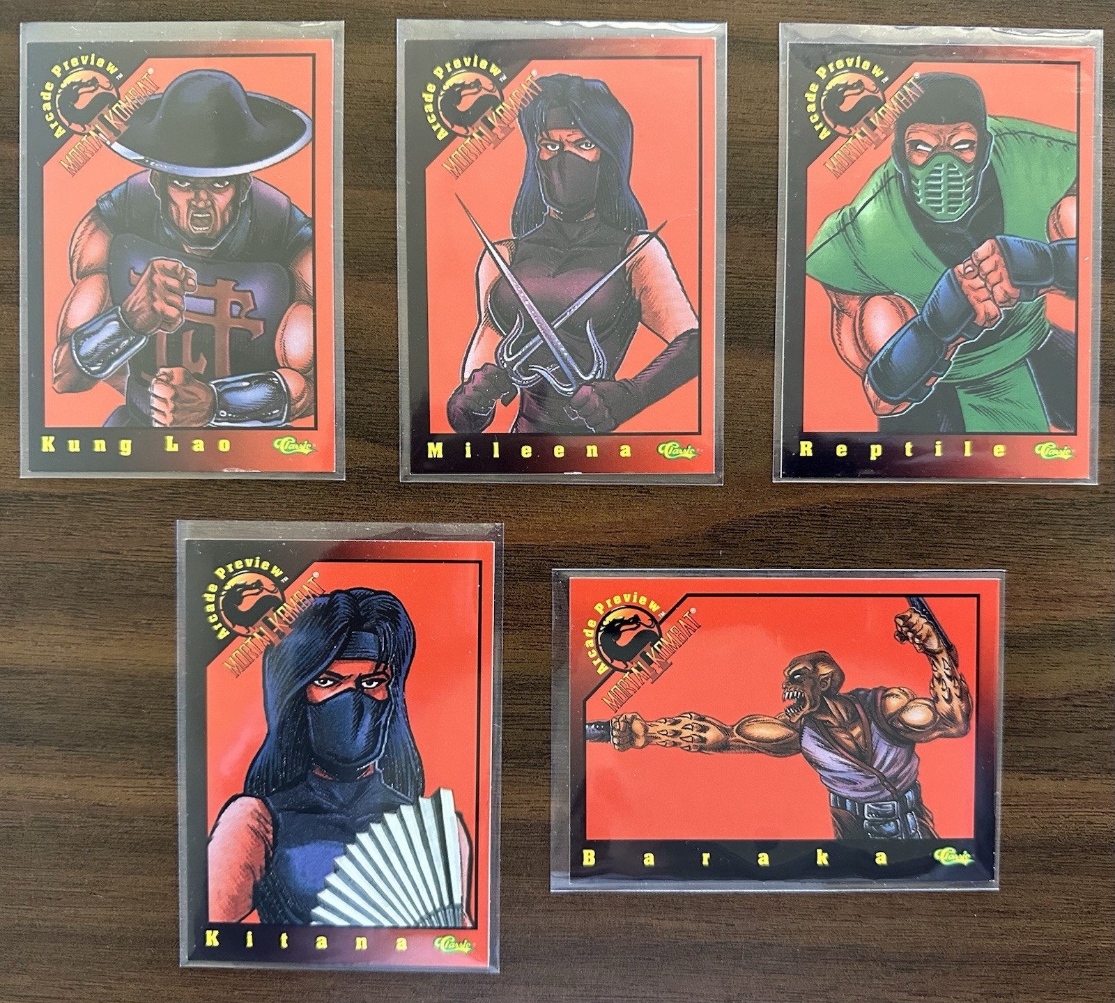 1994 Mortal Kombat, Complete Arcade Preview Set, #P1 - P5, EX