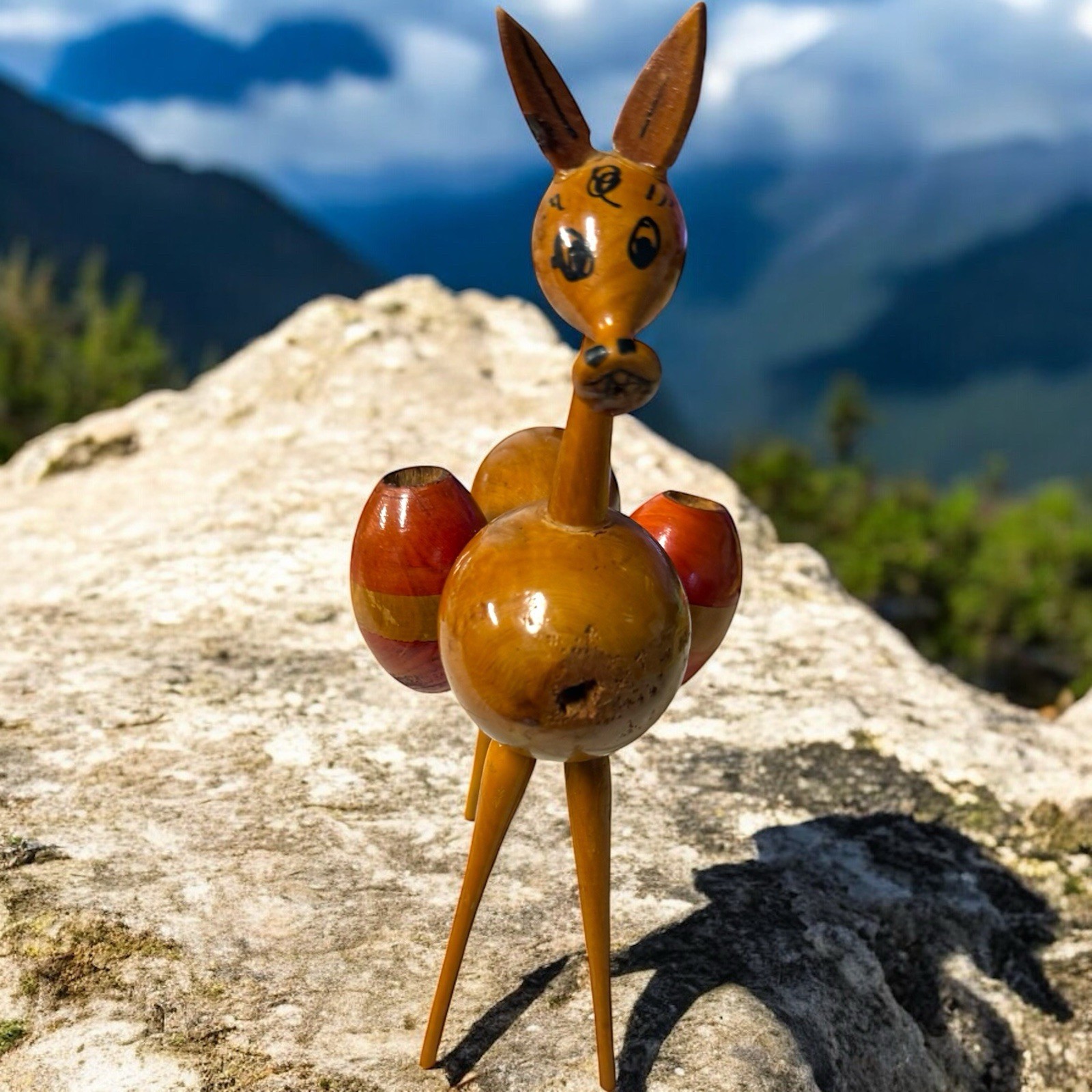 VTG Latin American Folk Art Figure Donkey Wooden Hand Carved Burro Collectible