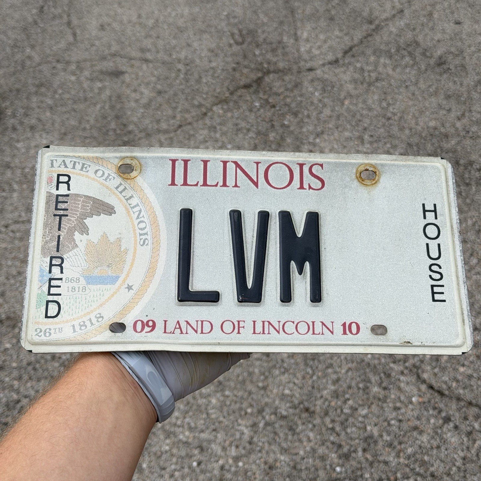 Vintage Illinois State License Plate Retired House Member Politic
