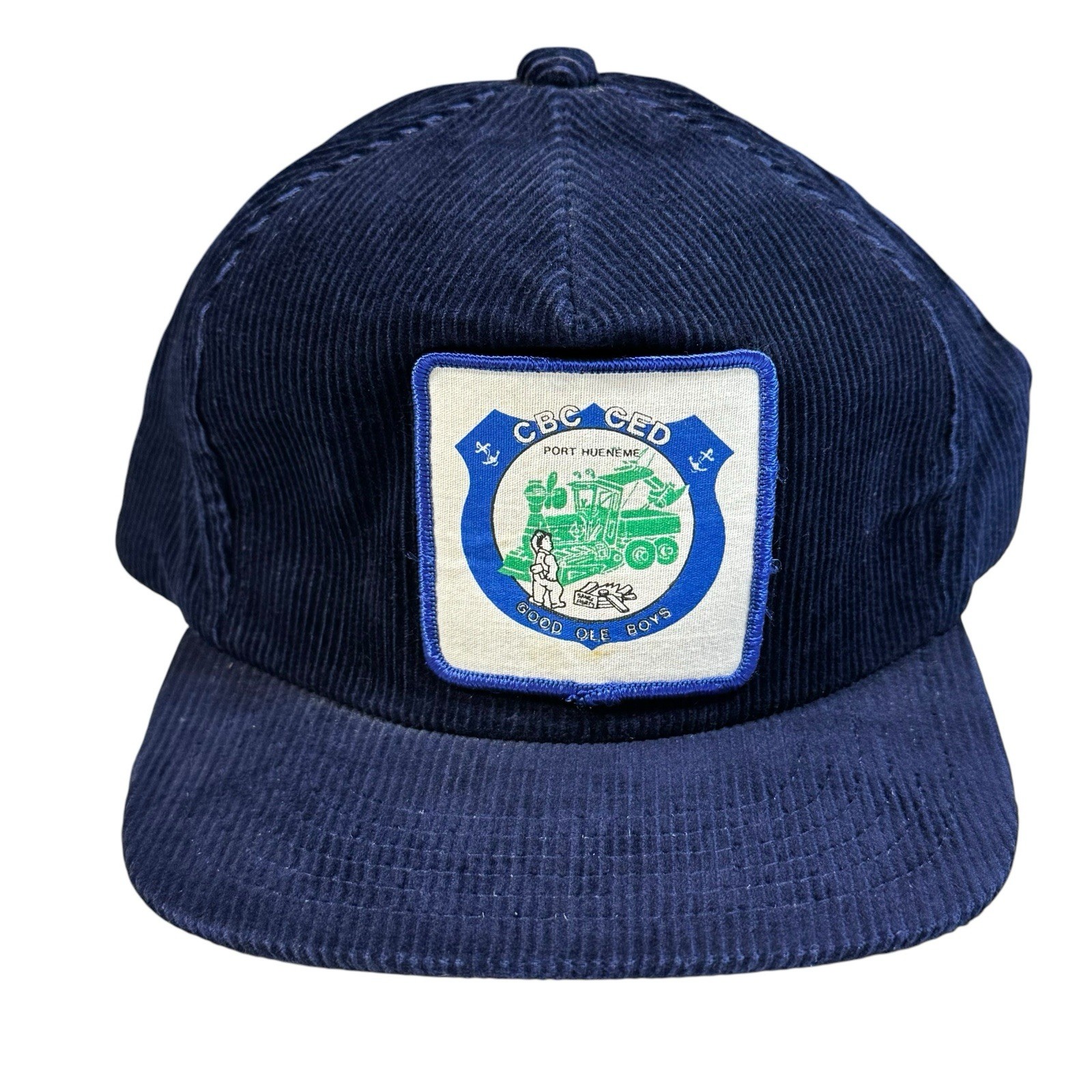Vintage CBC CED Port Hueneme Good Ole Boys US Navy Seabees Corduroy Baseball Cap