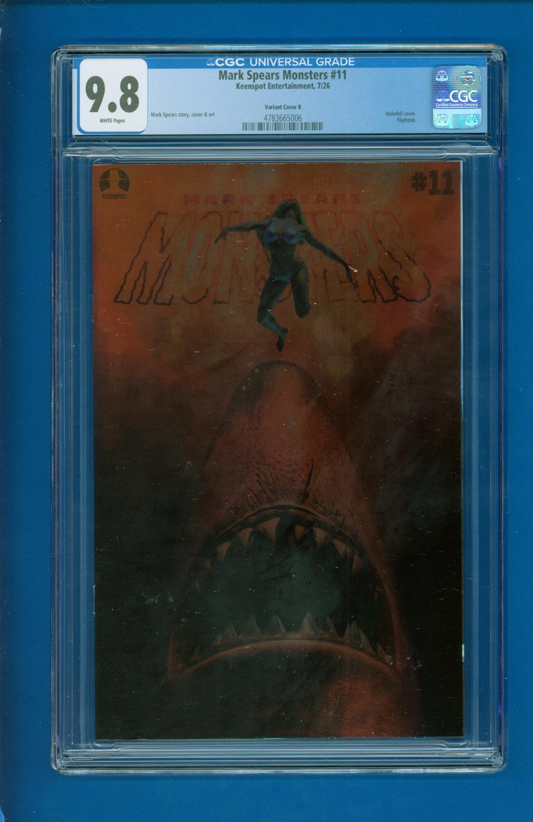 Mark Spears Monsters #11 Cvr B CGC 9.8 Jaws Shark Attack Holofoil Flip Cover