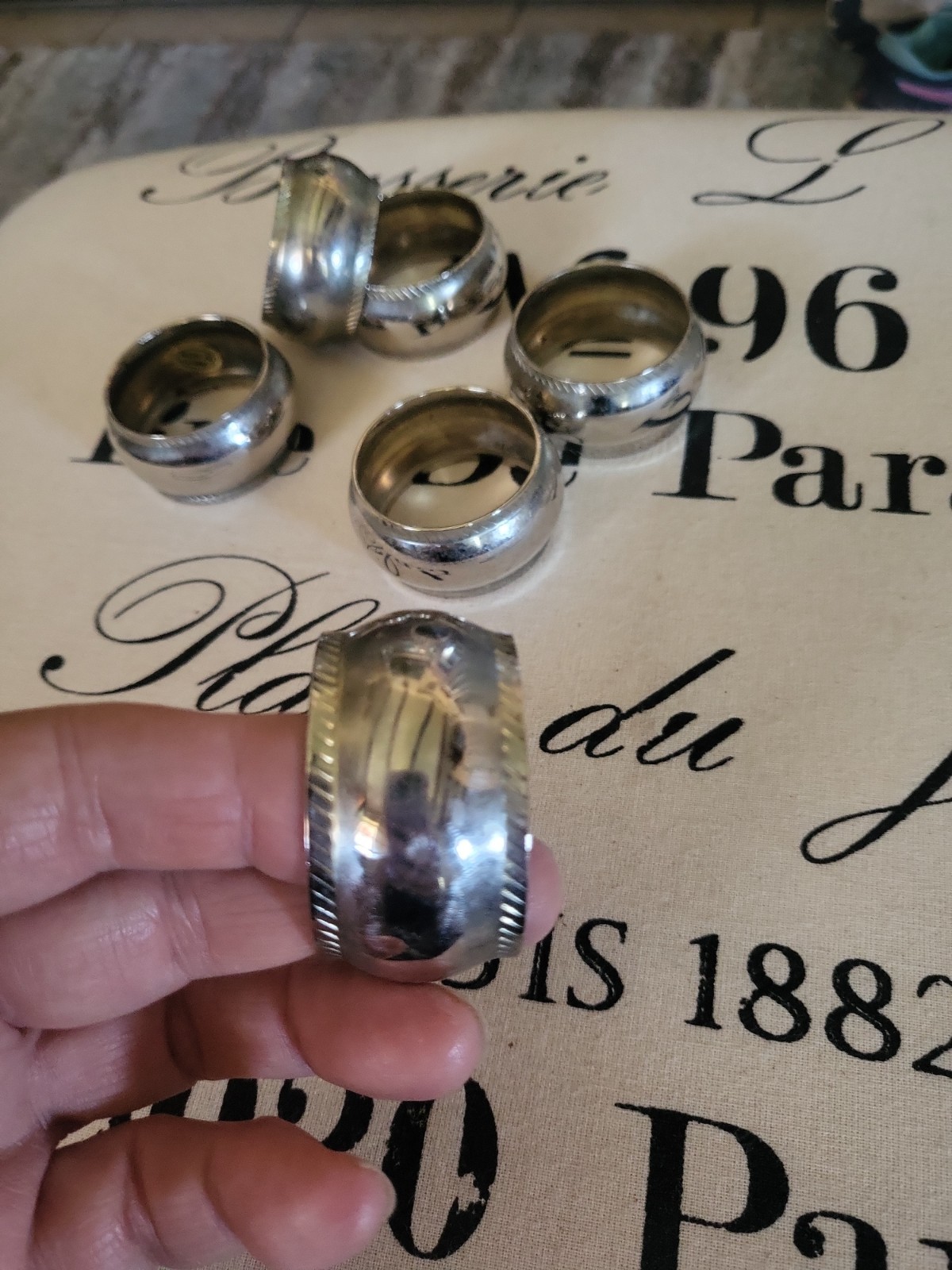 Vintage Set of Six Silver Plated Napkin Rings 