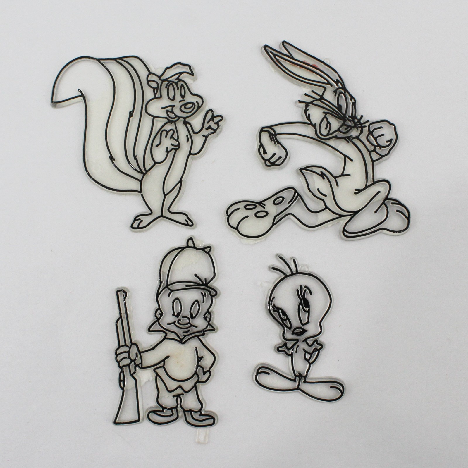 4 Pieces of Vintage Looney Tunes Sun Catcher Pieces, Unpainted