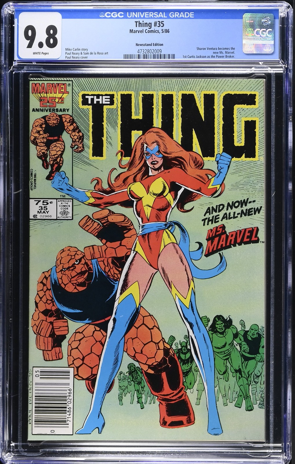 Thing #35 CGC 9.8 1st App Ms. Marvel (Sharon Ventura) Newsstand 1986 Marvel