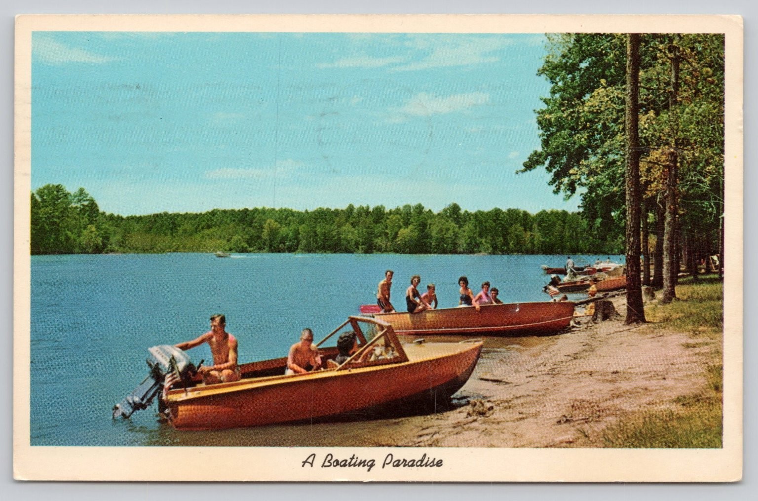 Webster Wisconsin Boating Paradise Lake Scene 1963 Curt Teich Postcard