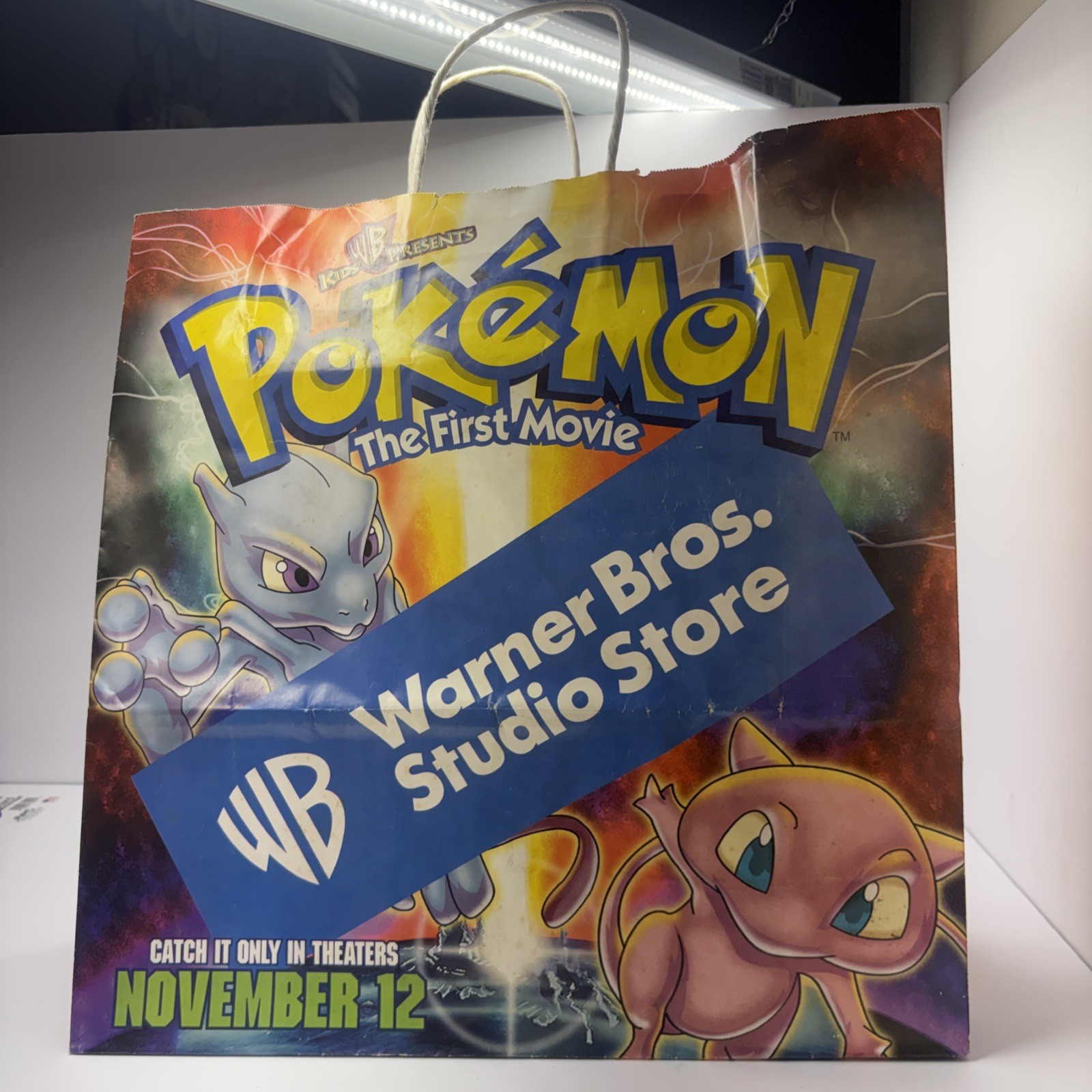 Rare Vintage Pokemon: The First Movie 1999 Warner Bros Studio Store Promo Bag