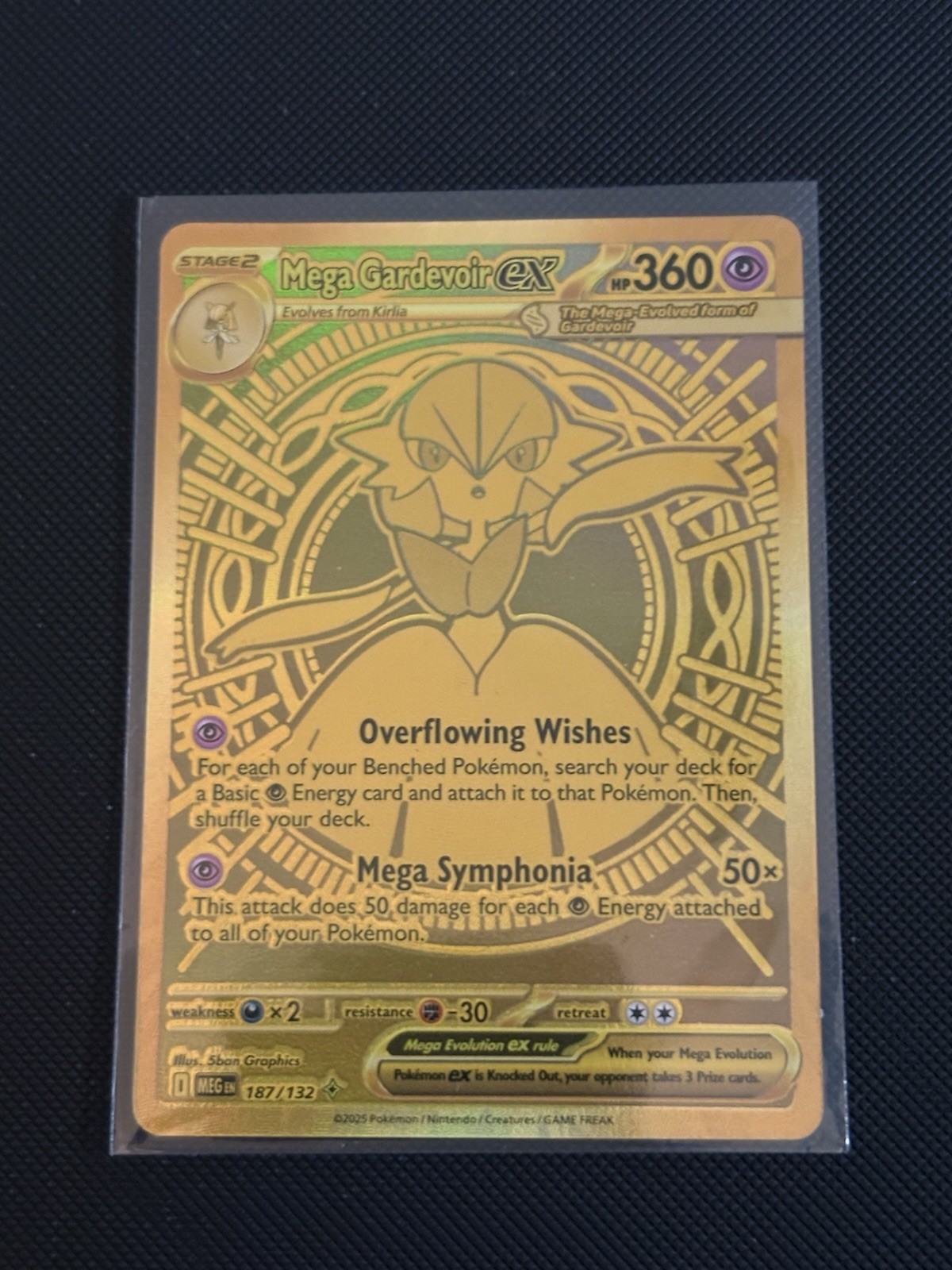 Mega Gardevoir EX 187/132 Me01: Mega Evolution Holo Gold Card NM Pack Fresh