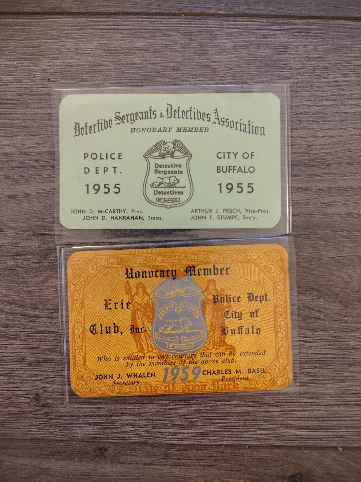 Vintage Honorary Membership Card Erie Club Inc Buffalo Police Department 1959