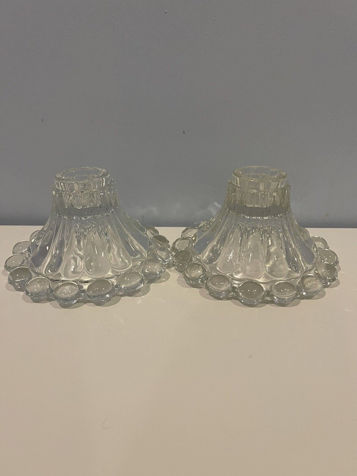 Vintage Glass CandlestickBoopie Bubble Taper Candlestick Candle Holders Set of 2