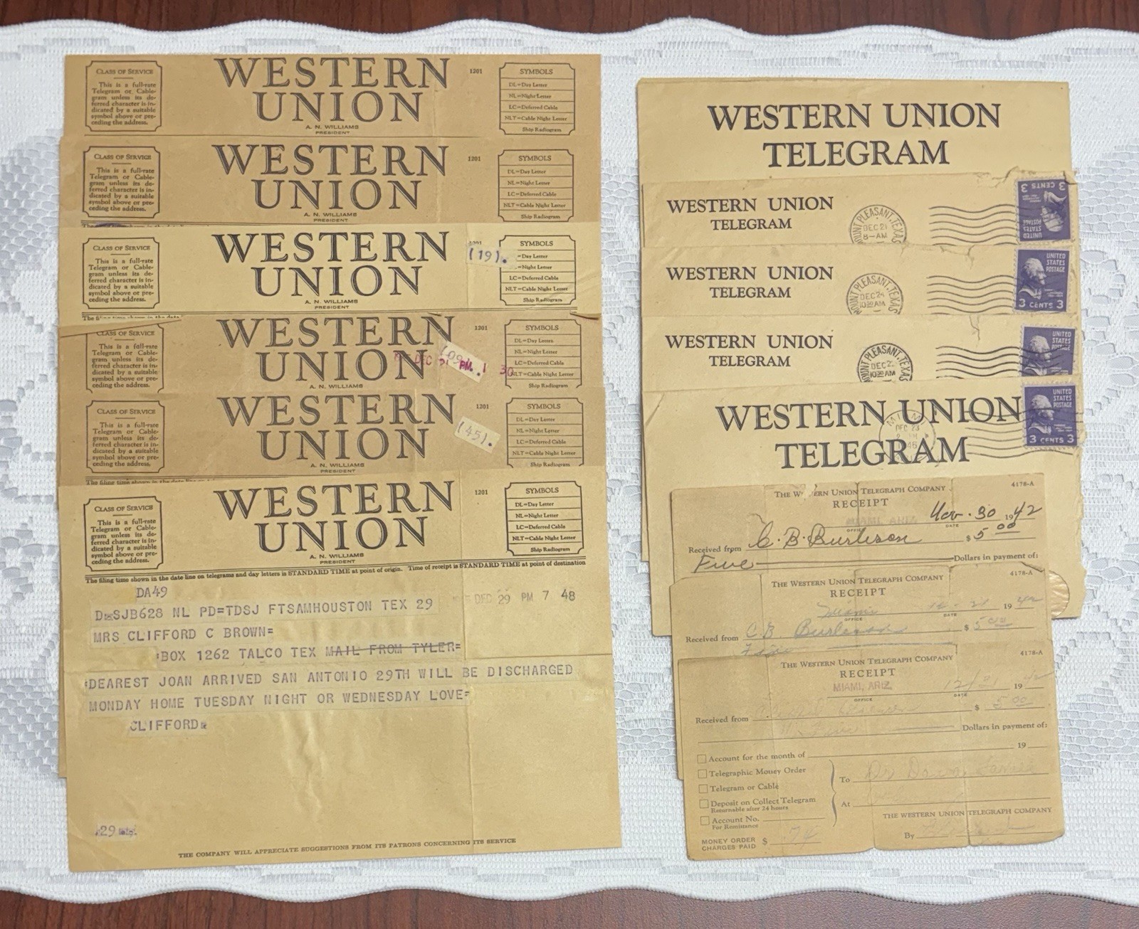 WWII Western Union Telegram Lot Soldier Discharge Receipts Envelopes 14pc