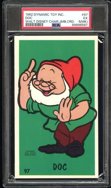 1962 Dynamic Toy Inc. #97 Doc Walt Disney Character Jumbo Trading Card  PSA 5 EX