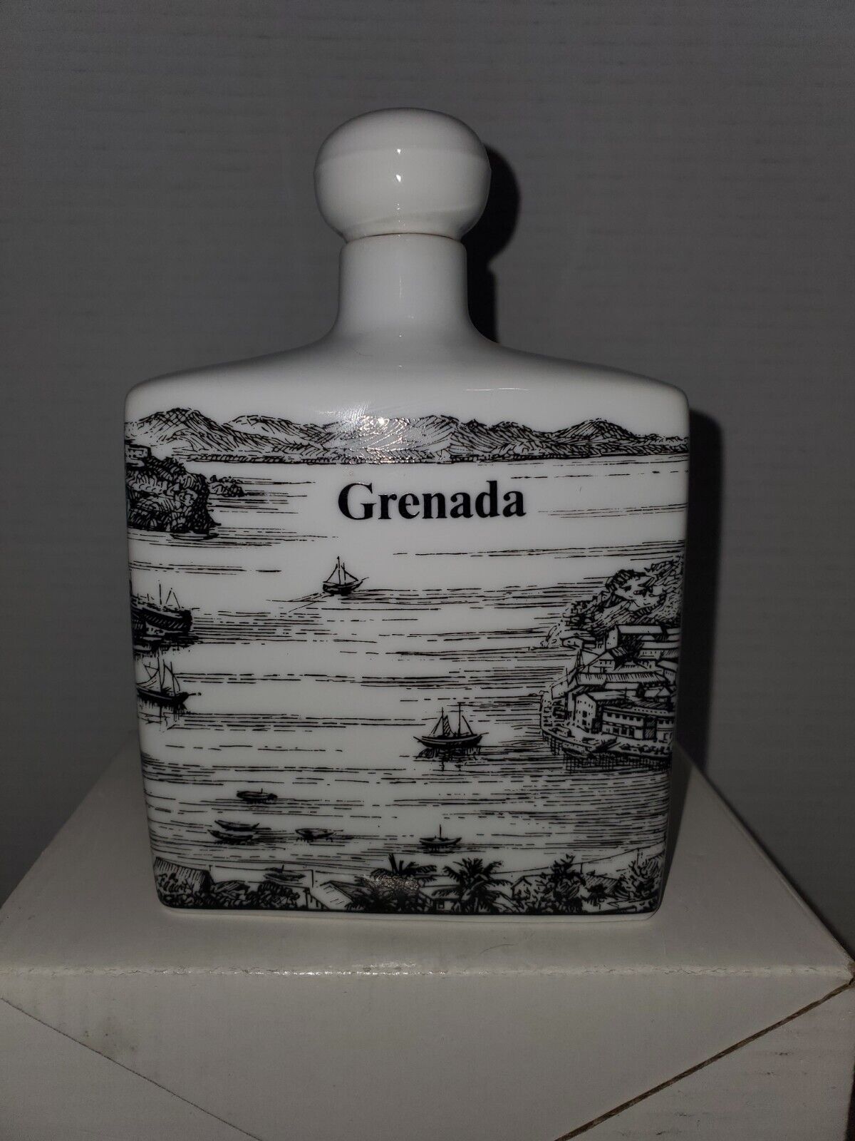 Grenada Porcelain Flask Mid Century Island scene Souvenir Altenkunstadt Decanter